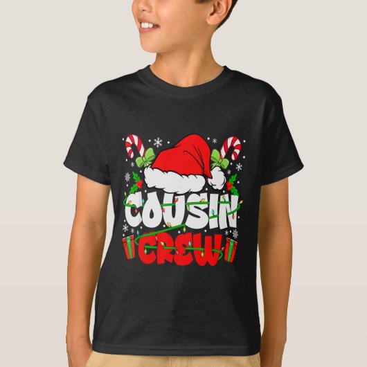 Cousin Crew Christmas Santa Hat Lights Xmas Men Bo T-shirt (Voorkant)