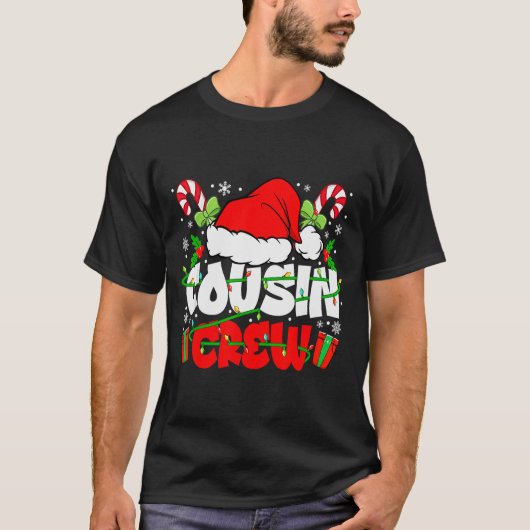 Cousin Crew Christmas Santa Hat Lights Xmas Men Bo T-shirt (Voorkant)