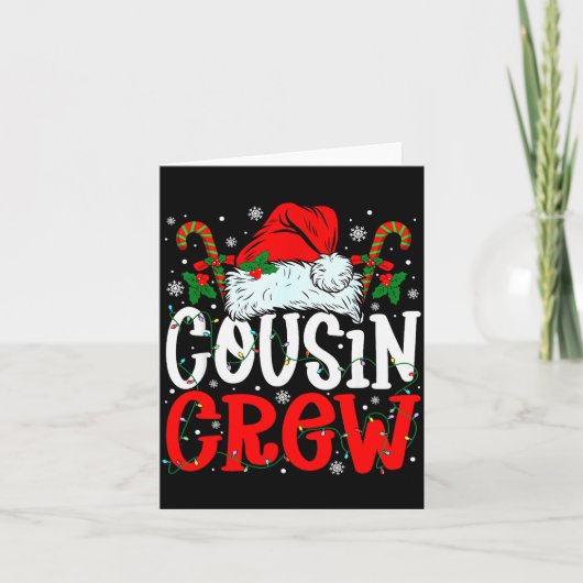 Cousin Crew Christmas Santa Hat Xmas Lights Men Bo Kaart (Voorkant)