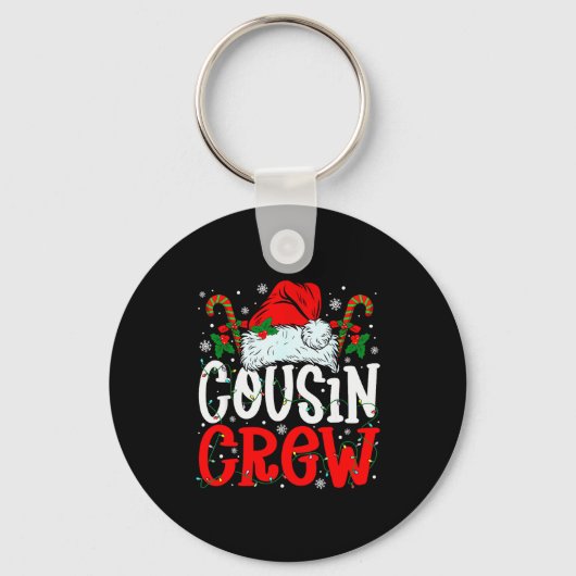 Cousin Crew Christmas Santa Hat Xmas Lights Men Bo Sleutelhanger (Voorkant)