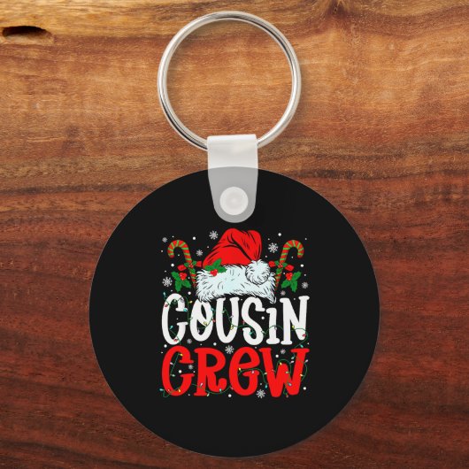 Cousin Crew Christmas Santa Hat Xmas Lights Men Bo Sleutelhanger (Voorkant)