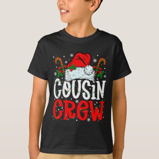 Cousin Crew Christmas Santa Hat Xmas Lights Men Bo T-shirt (Voorkant)
