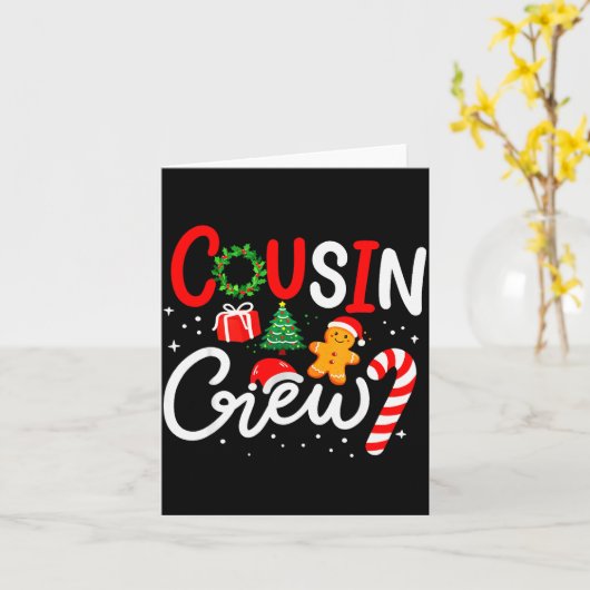 Cousin Crew Christmas Xmas Family Matching Pajamas Kaart (Gele Bloem)