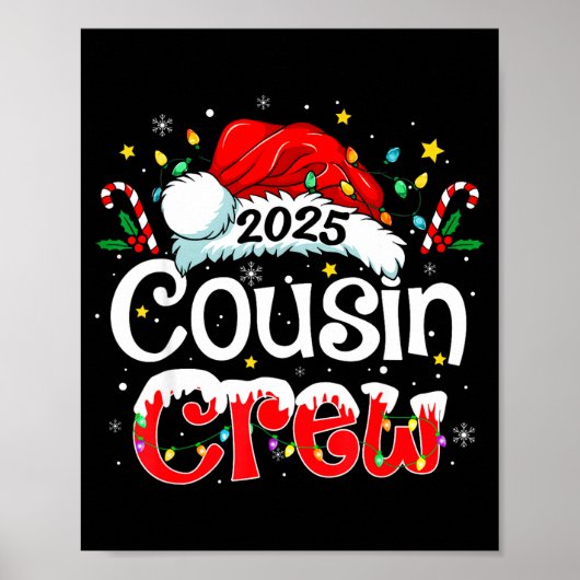 Cousin Crew Christmas Xmas Lights Family Matching Poster (Voorkant)