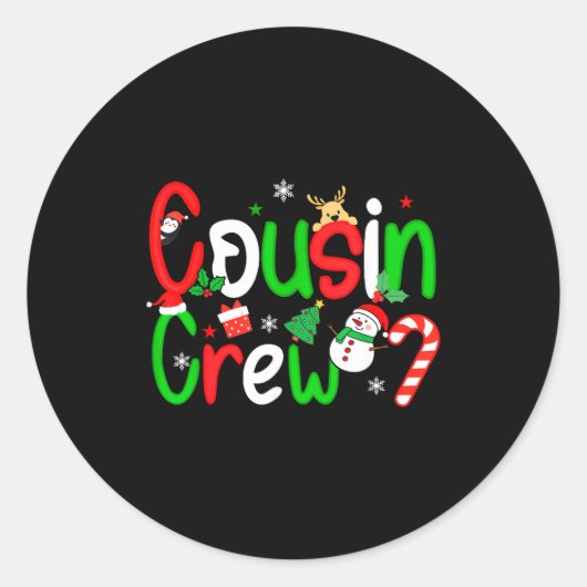 Cousin Crew Christmas Xmas Lights Family Matching  Ronde Sticker (Voorkant)