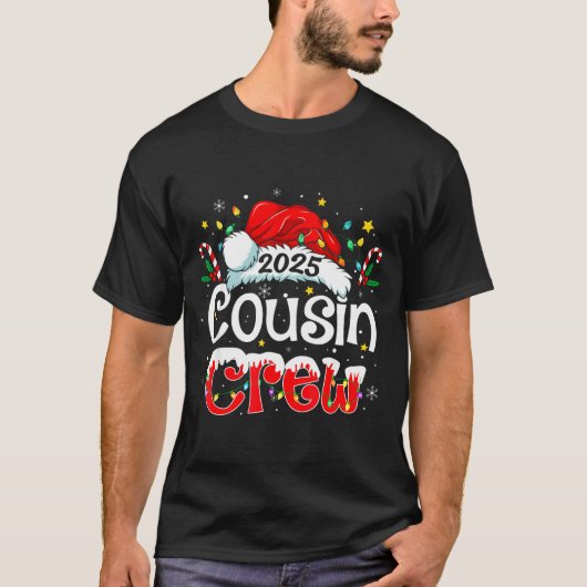 Cousin Crew Christmas Xmas Lights Family Matching T-shirt (Voorkant)