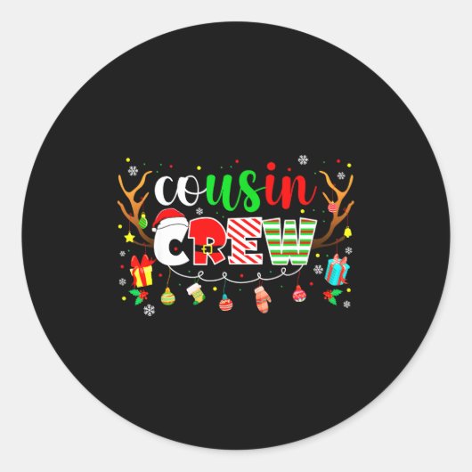 Cousin Crew Family Christmas 2025 Matching Xmas Sq Ronde Sticker (Voorkant)