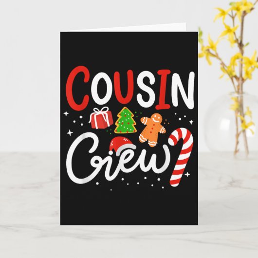 Cousin Crew Family Christmas Pajamas  Kaart (Gele Bloem)