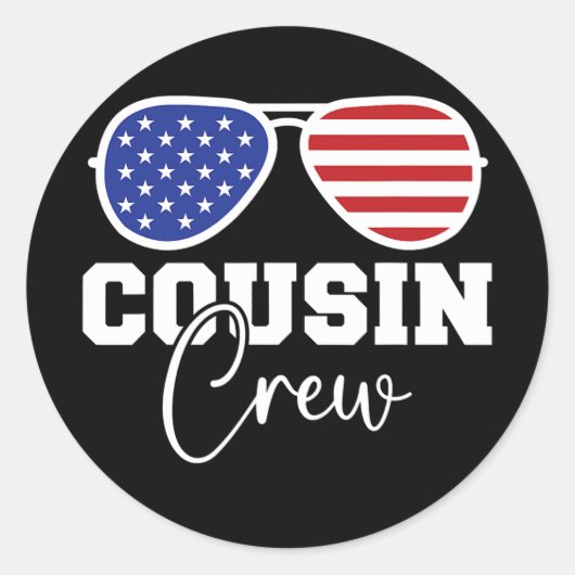 Cousin Crew Family USA American Flag Patriotic Ronde Sticker (Voorkant)