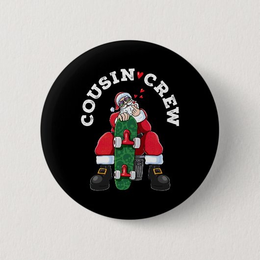 Cousin Crew Kerstman Sinterklaas Skateboard Wedstr Ronde Button 5,7 Cm (Voorkant)