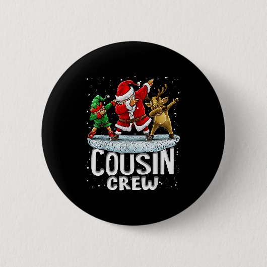 Cousin Crew Santa Elf Dabbing Matching Family Chri Ronde Button 5,7 Cm (Voorkant)