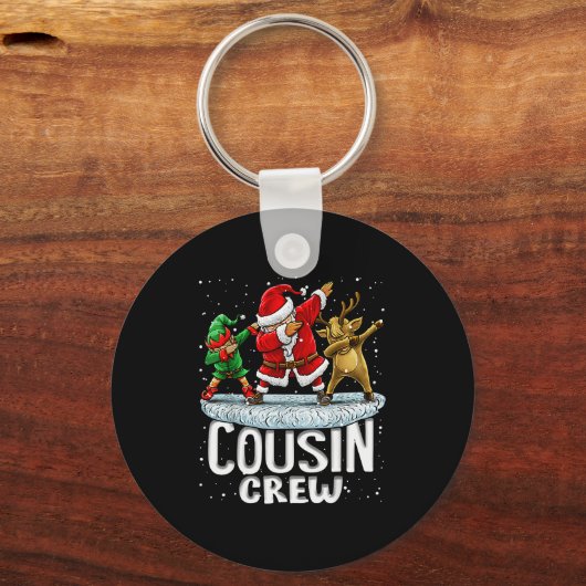 Cousin Crew Santa Elf Dabbing Matching Family Chri Sleutelhanger (Voorkant)