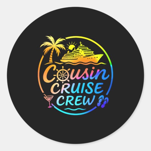 Cousin Cruise Crew Trocal Summer Vacation Matching Ronde Sticker (Voorkant)