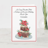 Cousin December Birthday Cake Poinsettias  Kaart (Voorkant)