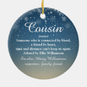 Cousin Definitie Script Foto Kerstmis Keramisch Ornament (Achterkant)