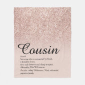 Cousin Definitie Script Roze Goud Glitter Fleece Deken (Voorkant)
