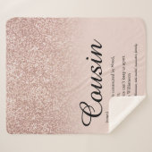 Cousin Definitie Script Roze Goud Glitter Sherpa Deken (Voorkant (horizontaal))