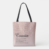 Cousin Definitie Script Roze Goud Glitter Tote Bag (Achterkant)