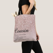 Cousin Definitie Script Roze Goud Glitter Tote Bag (Dichtbij)