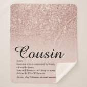 Cousin Definitie Script Roze Goud Glitters Sherpa Deken (Voorkant)