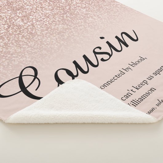 Cousin Definitie Script Roze Goud Glitters Sherpa Deken (3/4)