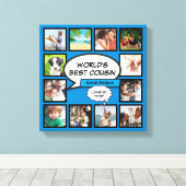 Cousin Fotocollage Blauw Stripboek Pret Canvas Afdruk (Insitu (Houten vloer))