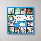 Cousin Fotocollage Blauw Stripboek Pret Canvas Afdruk (Voorkant)