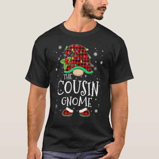 Cousin Gnome Red Plaid Matching Family Christmas P T-shirt (Voorkant)