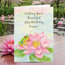 Cousin Happy Juli Verjaardag met Waterlelie