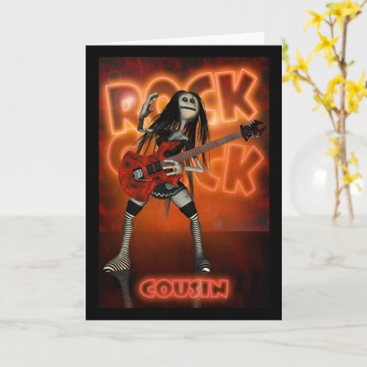 Cousin Rock Chick Verjaardag Kaart Moonies rag dol (Gele Bloem)