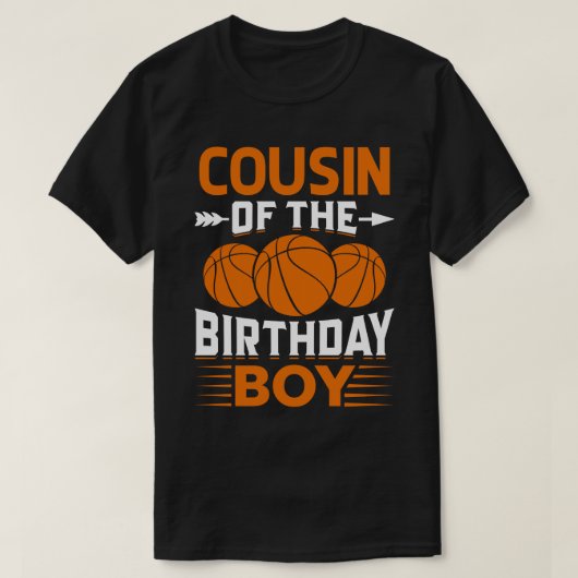 COUSIN van de Birthday Boy Basketball T-shirt (Design voorkant)