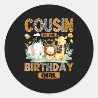Cousin van de jarige juf safari jungle wild ronde sticker