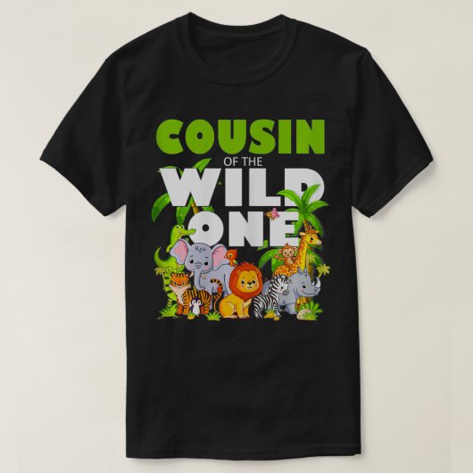 Cousin van de wilde One Zoo-verjaardagssafari Jung T-shirt (Design voorkant)