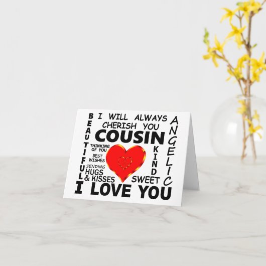 Cousine, ik hou van jou kaart (Gele Bloem)