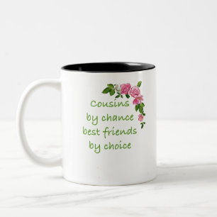 Cousinen bij toeval beste vrienden bij keuze tweekleurige koffiemok
