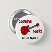 Cousins Rock. met Red Guitar Ronde Button 5,7 Cm (Voorkant /achterkant)
