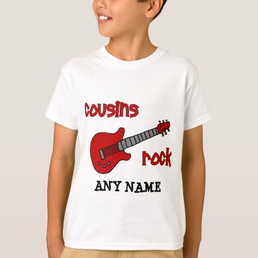 Cousins Rock. met Red Guitar T-shirt (Voorkant)