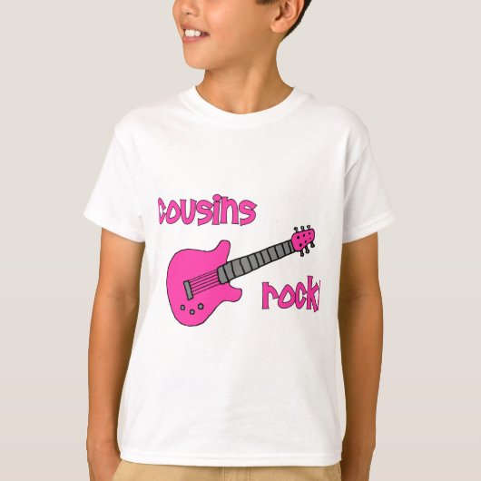 Cousins Rock. met roze gitaar T-shirt (Voorkant)