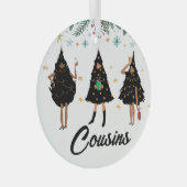Cousins. Zwarte vrouwen, zwarte kerstboom, glas Glas Ornament (Voorkant Rechts)