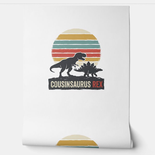 Cousinsaurus Rex Grappige Dinosaur Vintage T-shirt Behang (Afrollen)