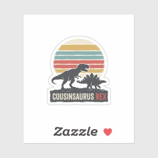 Cousinsaurus Rex Grappige Dinosaur Vintage T-shirt Sticker (Vel)