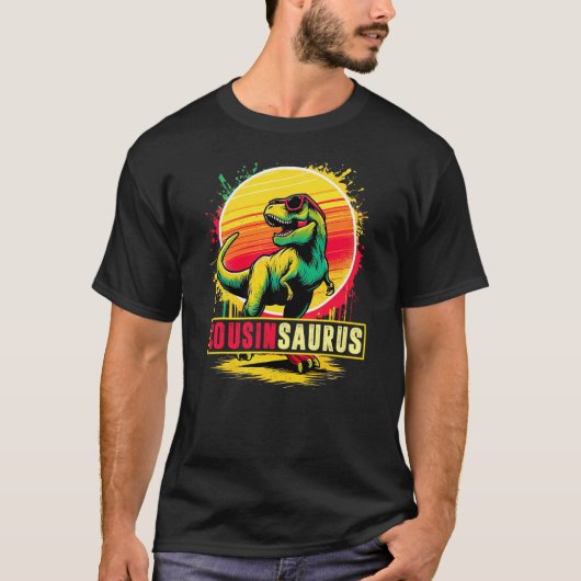 Cousinsaurus T Rex Dinosaur Cousin Saurus Sunglass T-shirt (Voorkant)