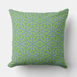 Coussin carré Jimette Design turquoise et vert Kussen