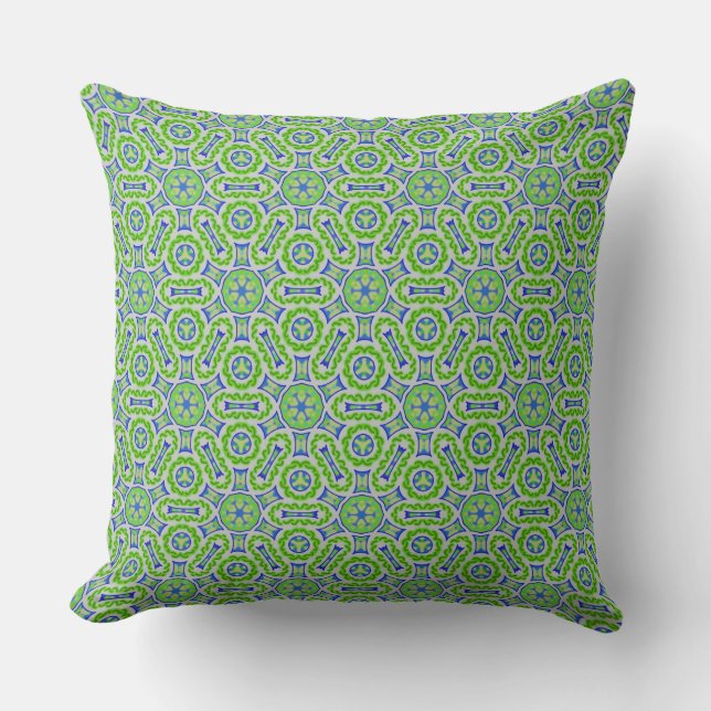 Coussin carré Jimette Design turquoise et vert Kussen (Voorkant)