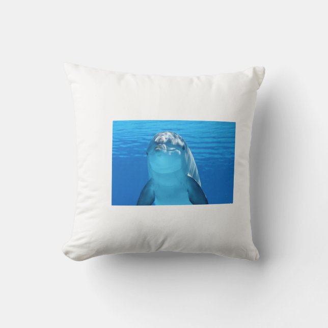 coussin dauphin, eau bleu, coussin blanc kussen (Voorkant)