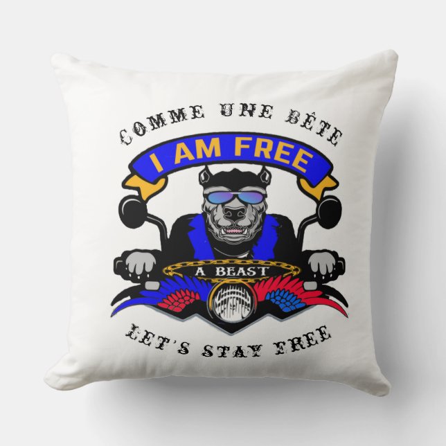 Coussin de salon i am free moto pitbull kussen (Voorkant)