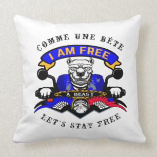 Coussin de salon i am free moto pitbull kussen