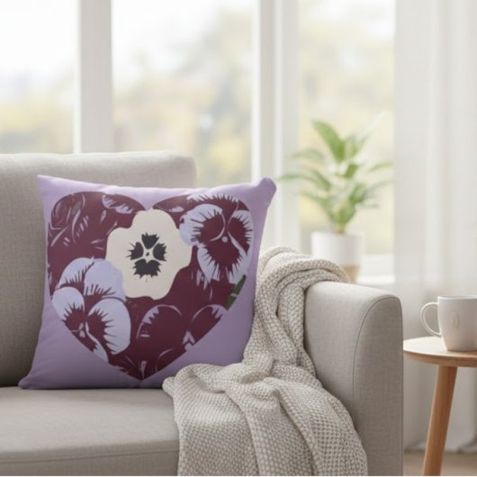 Coussin décoratif Cœur de Violettes Kussen