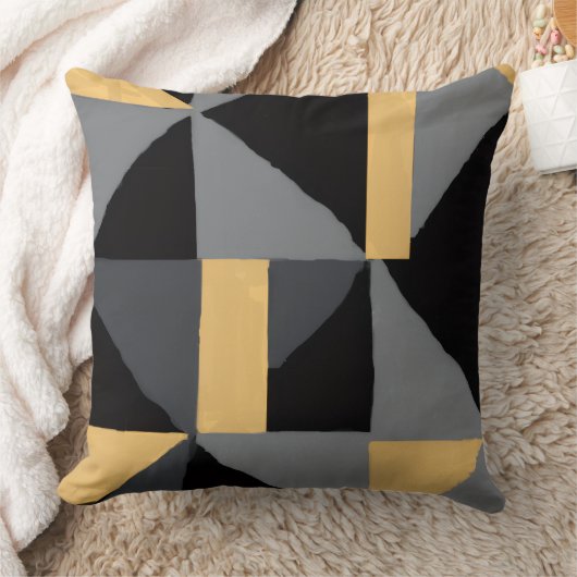 Coussin Géométrie Noir et Or | Style Artisanal Kussen (Deken)