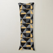 Coussin Long Géométrie | Noir, Or Style Artisanal Lichaamskussen (Voorkant Verticaal)